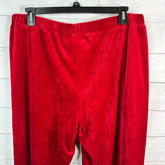Ralph Lauren Womens size 3X Velvet Velour Wide Leg Pants Pull On Red - Picture 5 of 8